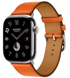 Apple Watch Hermes Series 11 46mm Silver Titanium Case with Single Tour, Orange