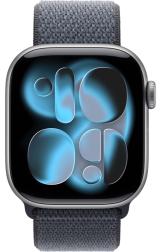 Apple Watch Series 11 42mm Space Gray Aluminum Case with Sport Loop Anchor Blue